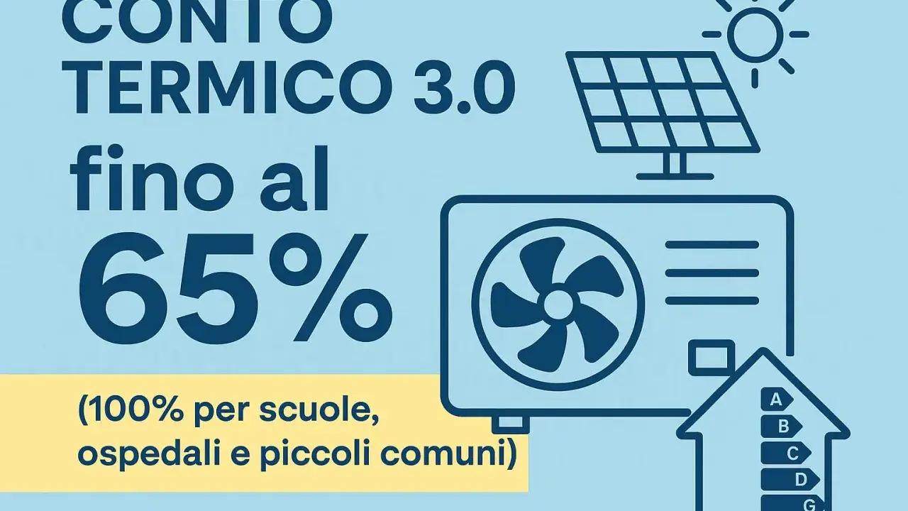 Conto Termico 3.0: incentivi fino al 65% per l'efficienza energetica. Ideale per scuole, ospedali e comuni.