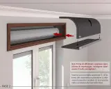 Installazione di un pannello per come isolare i cassonetti delle tapparelle. La fase 2 mostra l'inserimento di una base rigida e di un pannello curvabile.