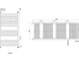 Disegno tecnico di un termoarredo con misure per il calcolo watt termosifoni.