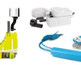 Pompa condensa condizionatore: un kit completo con diverse unità per gestire l'acqua in eccesso, inclusa una pompa gialla e una bianca.