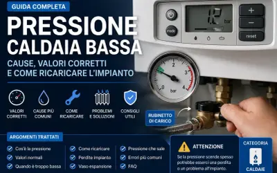 Guida completa: pressione caldaia bassa. Cause, valori corretti e come ricaricare l'impianto. Attenzione: se la pressione scende spesso, potrebbe esserci una perdita.
