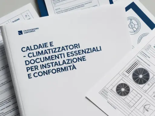 Documenti essenziali per caldaie e climatizzatori, inclusa la dichiarazione di conformità caldaia, per un'installazione a norma.