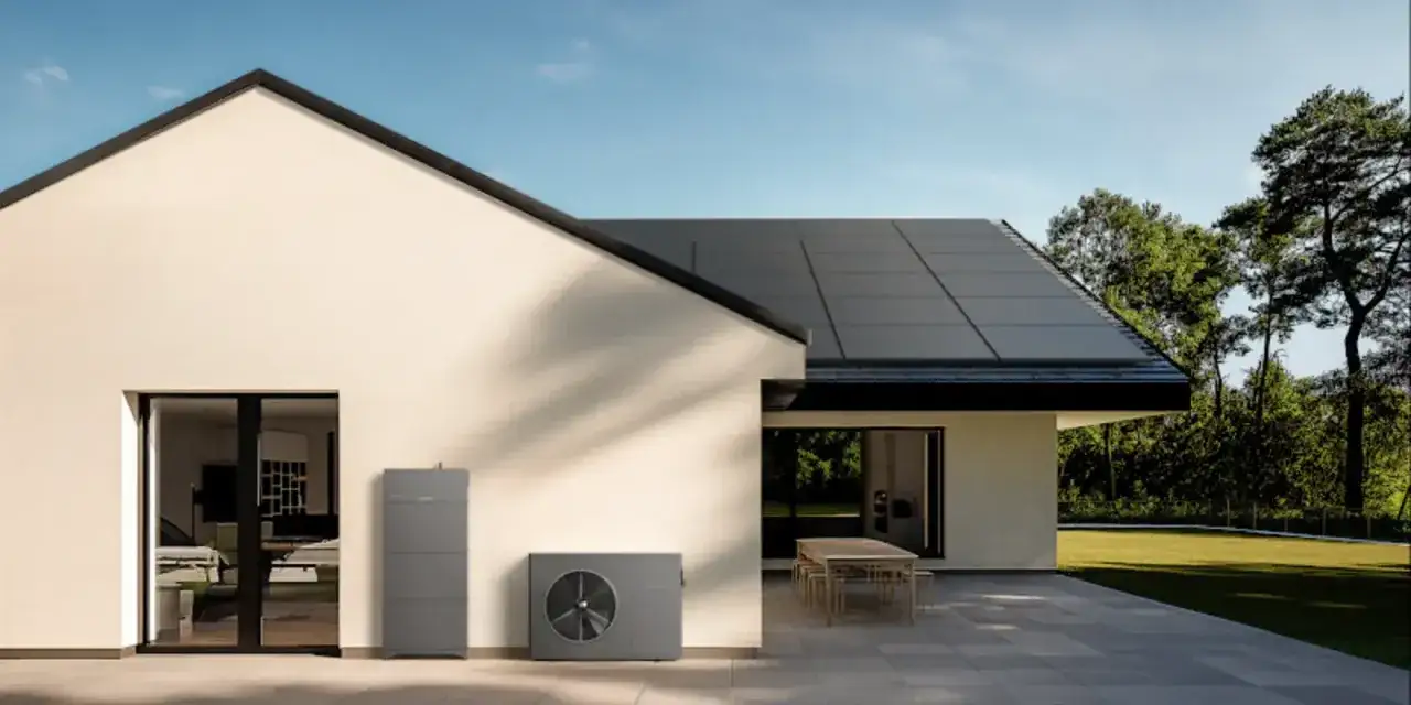 Casa moderna con pannelli solari e pompa di calore: scopri come riscaldare casa senza termosifoni e senza spendere troppo.