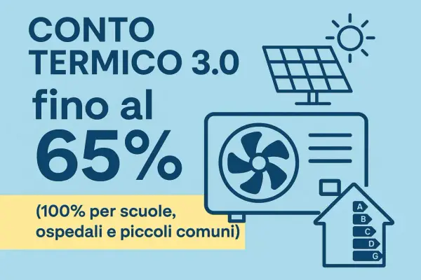 Conto Termico 3.0: incentivi fino al 65% per l'efficienza energetica. Ideale per scuole, ospedali e comuni.