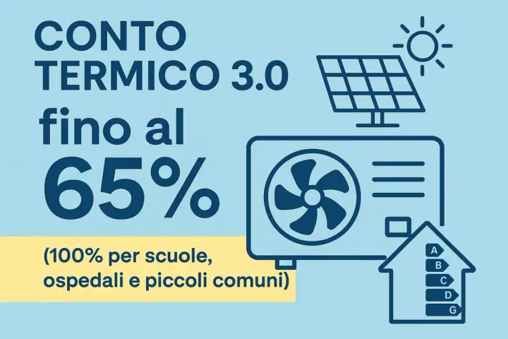 Conto Termico 3.0: incentivi fino al 65% per l'efficienza energetica. Ideale per scuole, ospedali e comuni.
